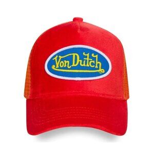 VON DUTCH VIBRANT ORANGE HOLLYWOOD VELVET TRUCKER HAT